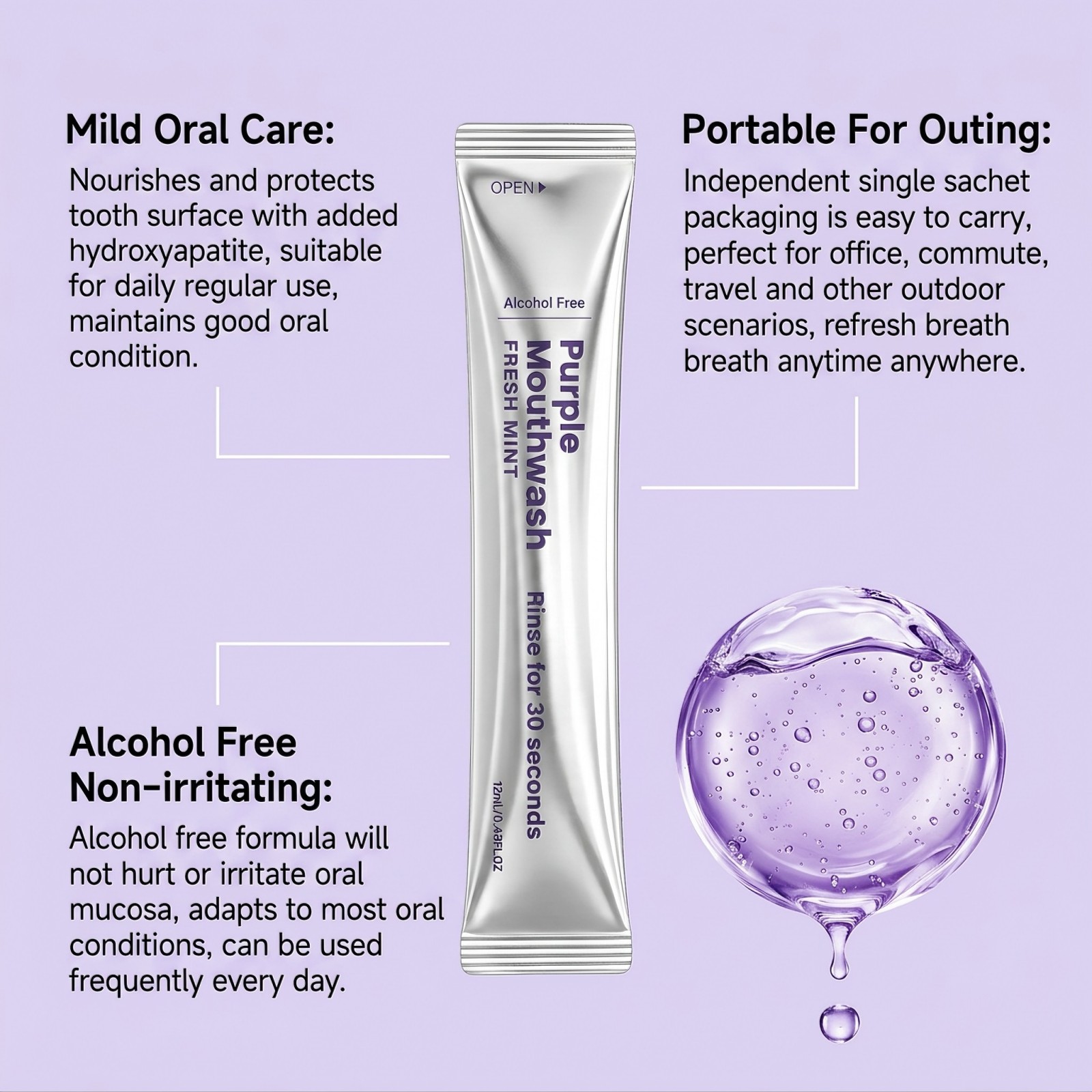 غسول الفم بالنعناع الأرجواني،  - مراجعة Teeth Whitening Mouthwash وسعره